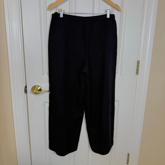 Eileen Fisher Wide Leg Pants Black Small Side Zip Minimalist Lagenlook Ankle - Picture 3 of 8